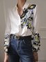 Elegant Loose Shirt Collar  Floral  Printed  Blouse