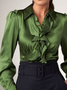 Autumn H-Line Long sleeve Shirt Collar Regular Fit Blouse