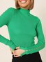 Urban Stand Collar Plain Cut-outs Long Sleeve Knit Top