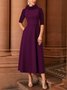 Elegant Regular Fit Plain Half Sleeve Midi Dress