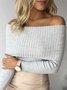 Cold Shoulder Tight Elegant Plain Sweater