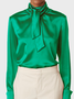 Green Regular Fit Long sleeve Stand Collar Urban Tops