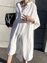 White Daily Long sleeve Regular Fit Simple Dress