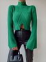 Green Daily Long sleeve Simple  Regular Fit Sweater