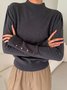 Daily Plain Casual Buttoned Long Sleeve Sweater