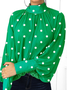 Polka Dots Autumn Urban Polyester No Elasticity Loose Long sleeve Regular Regular Size Blouse for Women