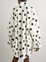 Polka Dots Autumn Urban Regular Fit 1 * Dress Long sleeve X-Line Shirt Dress Regular Size Dresses for Women