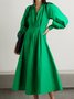 Plain Autumn Elegant Daily Regular Fit Long 1 * Dress Pullover X-Line Dresses for Women