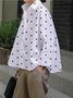 Women Polka Dots Simple Autumn Daily Loose Regular Regular Shirt Collar Regular Size Blouse