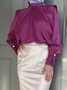 Women Plain Autumn Elegant Polyester Regular Fit 1 * Top Long sleeve Regular Regular Blouse