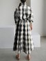 Women Plaid Autumn Urban Polyester Regular Fit 1 * Dress Long sleeve X-Line Regular Dresses