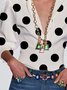 Women Polka Dots Simple Autumn Polyester No Elasticity Long sleeve Regular T-Line Regular Size Blouse