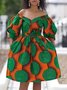 Women Polka Dots Autumn Elegant Zipper Regular Fit 1 * Dress Three Quarter X-Line Regular Dresses
