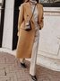 Khaki Daily Long sleeve Lapel Collar Urban Plain Overcoat