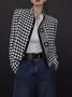 Long sleeve Loose Houndstooth Stand Collar Jacket