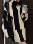 Daily Turtleneck Long sleeve Simple Striped Dress