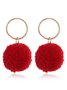 Casual Red Plush Ball Earrings Christmas New Year Valentine's Day Jewelry Dresses Everyday Banquet Accessories