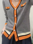 Loose V Neck Long sleeve Micro-Elasticity Sweater Coat