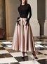 Midi Daily Color Block Elegant Regular Fit Skirt