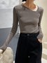 Asymmetrical Plain Regular Fit Simple Sweater
