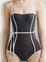 Casual  Split Joint Color Block Strapless One-Piece Swimsuit