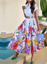 Regular Fit Short sleeve Elegant Floral Long Dress