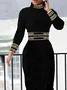 Plus Size Geometric Turtleneck Elegant Dress