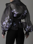 Plus Size Regular Fit Elegant Floral Shawl Collar Blouse