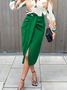 Regular Fit Elegant Plain No Elasticity Skirt