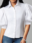 Lightweight Regular Fit Shirt Collar Short sleeve Plain Urban Blouse