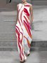 Abstract Stripes Loose Casual Sleeveless Jumpsuit