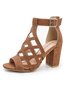 Elegant Hollow out Chunky Heel Sandals