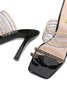 Black Chain Decor PVC Toe Ring Stiletto Heel Slide Sandals