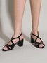 Hollow out Cross Strap Chunky Heel Sandals