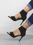 Minimalist Mesh Fabric Slip On Stiletto Heeled Ankle Strap Sandals