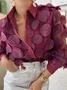 Shirt Collar Urban Plain 3D Floral  Regular Fit Blouse