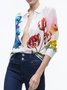 Regular Fit Floral Shirt Collar Elegant Blouse