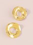 1pair Exaggerated Geometric Circle Shaped Metallic Earrings