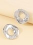 1pair Exaggerated Geometric Circle Shaped Metallic Earrings