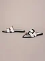 Black-white Color Block Weave Rivet Embossed Slide Sandals