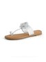 Rhinestone Applique Toe-Loop Slide Sandals