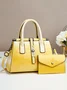 2pcs/set Large Capacity Crocodile Embossed Tote Bag Commuting Crossbody Bag with Coin Purse