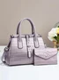 2pcs/set Large Capacity Crocodile Embossed Tote Bag Commuting Crossbody Bag with Coin Purse