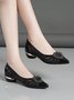 Rhinestone Embellished Applique Breathable Mesh Low Heel Shallow Shoes
