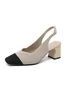 Minimalist Breathable Mesh Fabric Block Heel Slingback Pumps