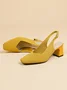 Minimalist Breathable Mesh Fabric Block Heel Slingback Pumps