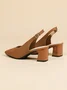 Minimalist Breathable Mesh Fabric Block Heel Slingback Pumps