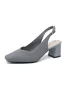 Minimalist Breathable Mesh Fabric Block Heel Slingback Pumps