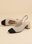 Minimalist Breathable Mesh Fabric Block Heel Slingback Pumps