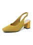 Minimalist Breathable Mesh Fabric Block Heel Slingback Pumps